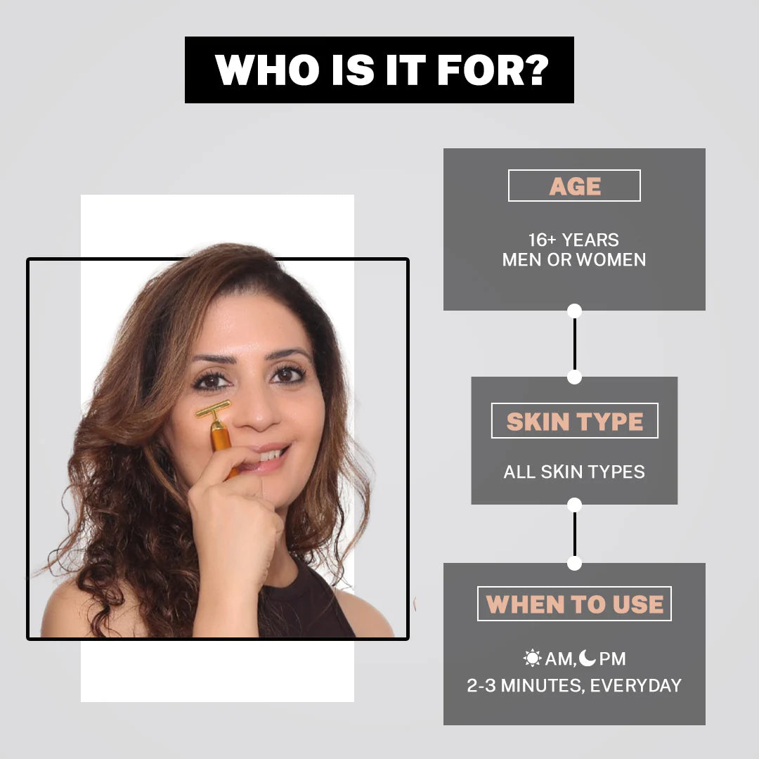 24K Gold Energy T-Bar Face Massager 🔥